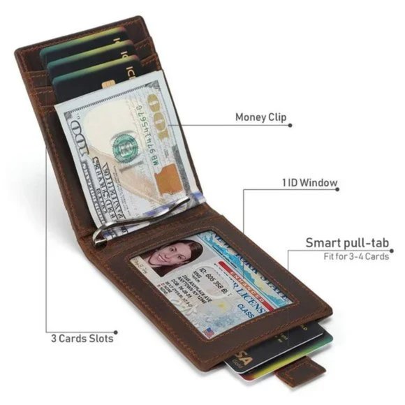 New Genuine Leather Wallets for Men, DBrown - Picture 2 of 6